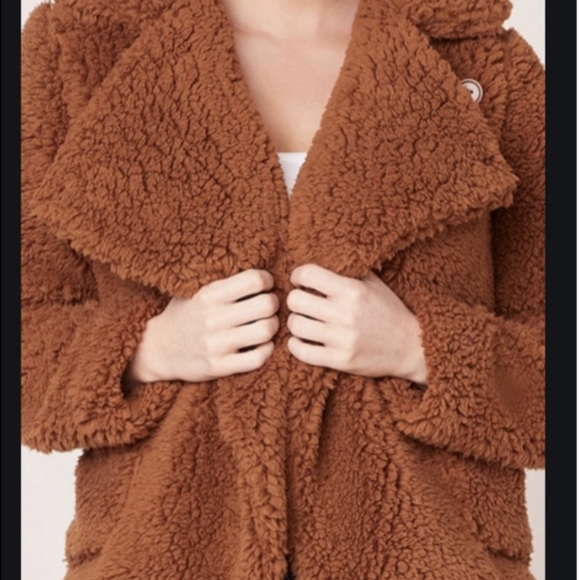 Jack by BB Dakota Soft Skills Camel Tan Sherpa Moto Jacket size Large - Picture 6 of 11